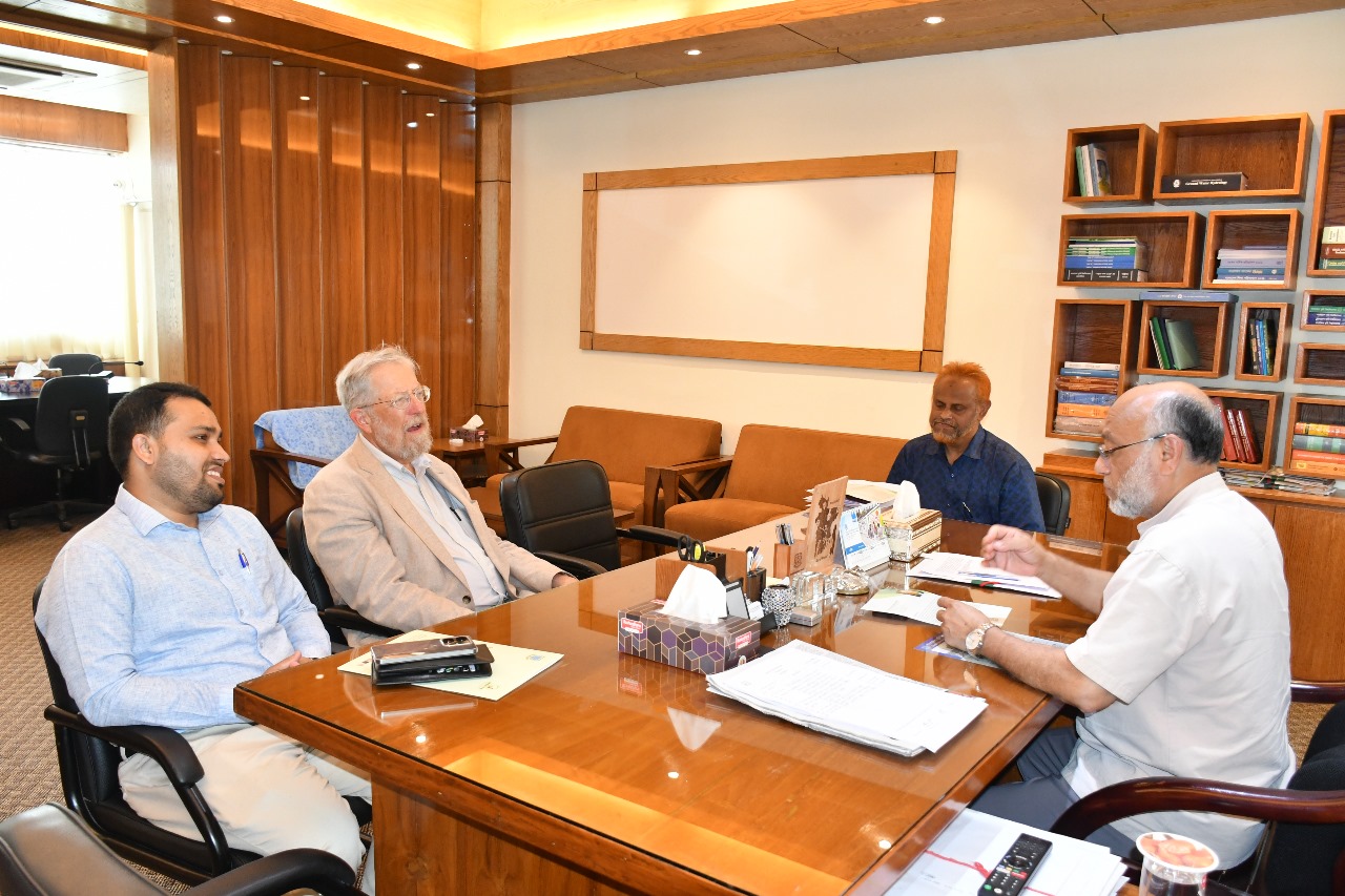 Professor James Lowenberg-DeBoer from Harper Adams University in the United Kingdom visited the honourable Vice Chancellor of Bangladesh Agricultural University
