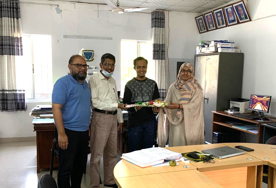 Floral reception of Dr. Md. Arif Sakil for welcoming him in the department after the successful completion of his Postdoctoral studies